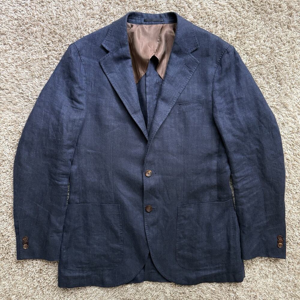 Spier & Mackay Navy Blue Linen Contemporary Sportscoat Blazer Suit Men’s Size 40